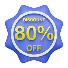 3d rendering 80% off sale label icon