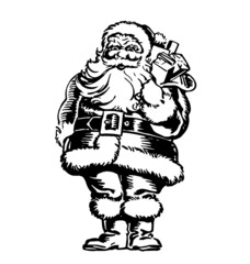 santa claus vintage ink illustration