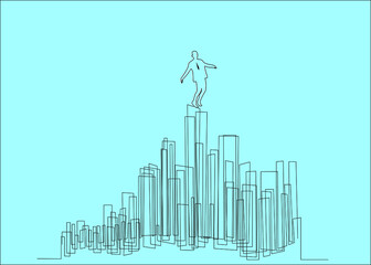 Risks and dangerous processes taken by business people in business life. businessman trying to balance