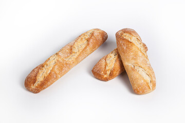 French baguettes on white background