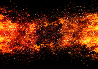 Fototapeta na wymiar 爆発して火の粉が飛び散るイラスト