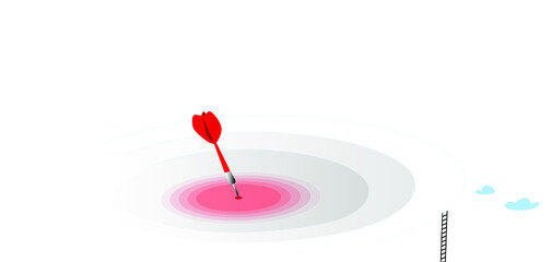 dart circles at the top and dart arrow in the center. summit and success concept design. step-by-step process of peaking and being the best.