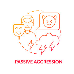 Negative feelings passive expression concept icon. Hostile intentions. Disguise anger and irritation. Seeming calmness abstract idea thin line illustration. Vector isolated outline color drawing