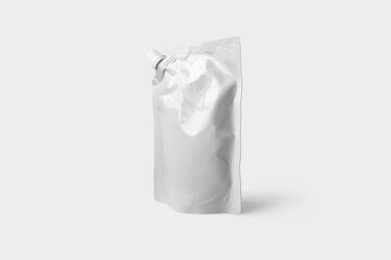 Blank White doypack mockup template isolated on white background. 3d rendering.