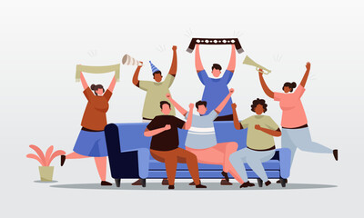 Gathering Friend and Family Flat Style Illustration