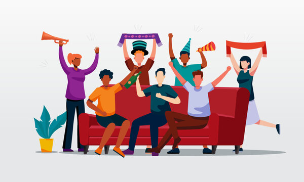 Gathering Friend For Happy New Year Simple Illustration