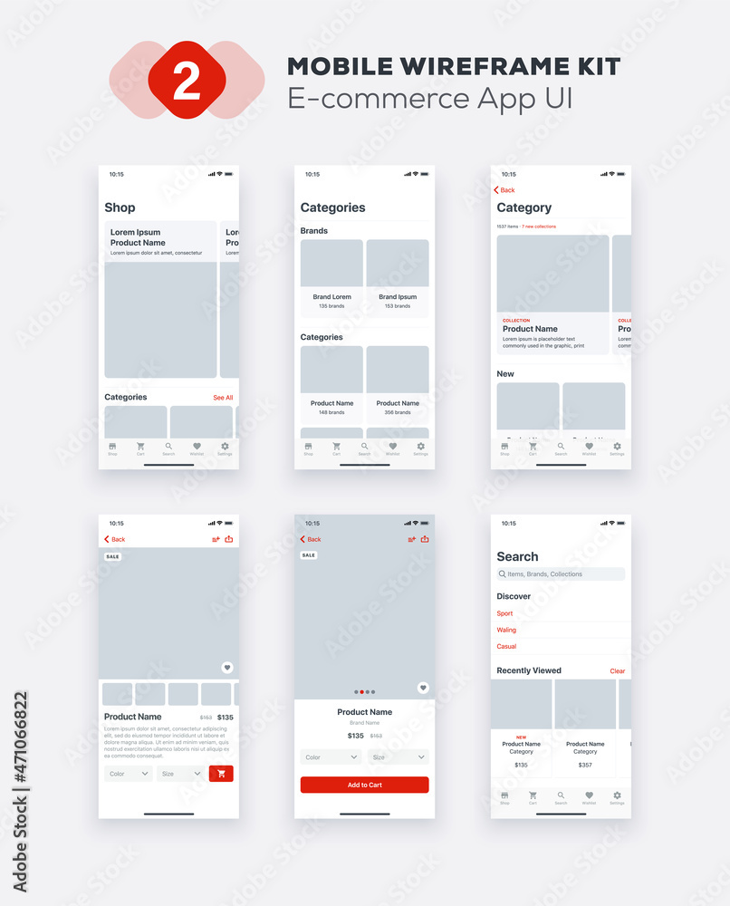 Sticker e-commerce mobile application design. ui, ux, gui design elements. business mobile app interface tem