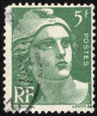 Postage stamps of the France. Stamp printed in the France. Stamp printed by France.
