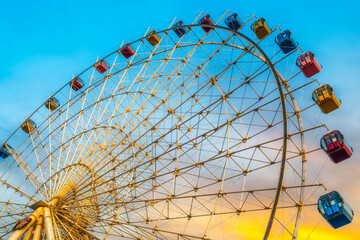 City theme park ferris wheel close-up