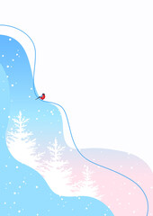 Abstract winter background with in a minimalist style. Vector illustration template for postcard, flyer or poster. Winter fairy tale. Christmas mood.