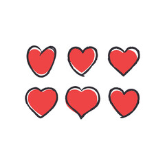 Doodle hearts, hand drawn love heart collection. Valentine's day design.