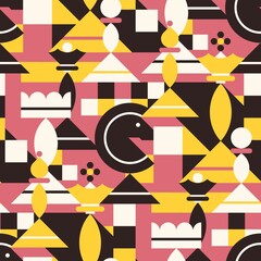 Chess seamless vector pattern. Abstract geometric style.