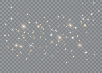 Light glow effect stars. Vector sparkles on transparent background. Christmas abstract pattern. Sparkling magic dust particles. © Vitalii