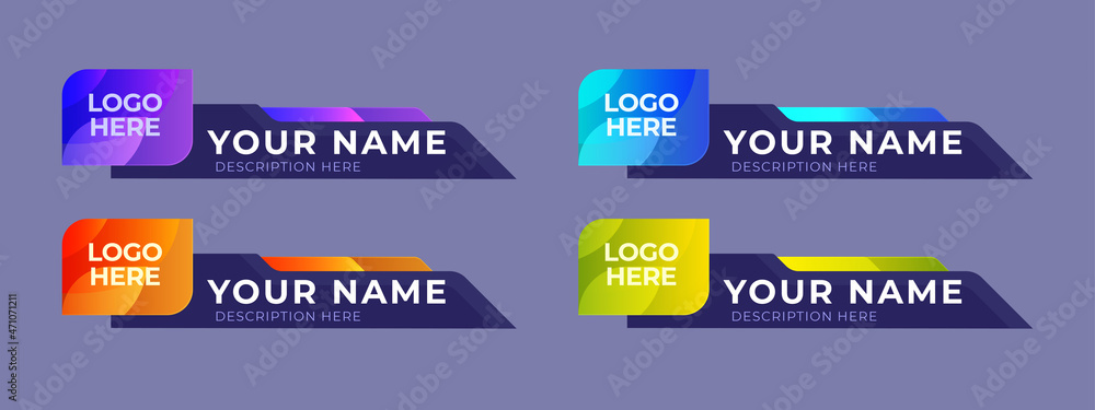Aufkleber lower third name title bar design template vector illustration.