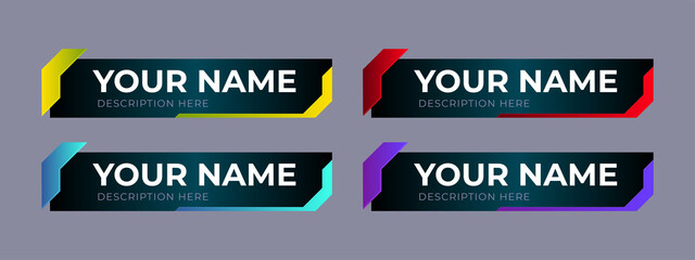 Set collection vector illustration of Broadcast News Lower Thirds Template. layout design banner for bar Headline news title, sport game in Television, Video and Media Channel - obrazy, fototapety, plakaty