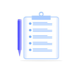 Assignment icon. Clipboard, checklist, document symbol. 3d vector illustration.