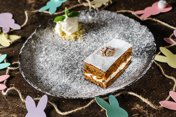 Easter carrot cake with ice cream