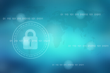 2d illustration Safety concept: Closed Padlock on digital background

