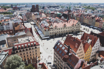 Fototapeta na wymiar Panorama of the Central square in Wroclaw
