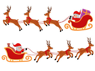 Christmas with Santa and Reindeer Flying. Santa and Reindeer clip art collection