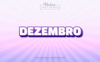 Dezembro editable 3d text effect design