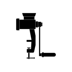 Manual meat grinder for grinding various types of products on a white background.