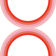 Fototapeta premium Pink Red mirrored rainbows vector clipart isolated on white. Feminine boho abstract arc design element. Sassy girl power illustration collection.