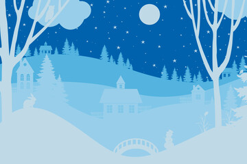 Winter landscape in paper art style