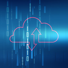 2d illustration Cloud with uploading downloading arrow 