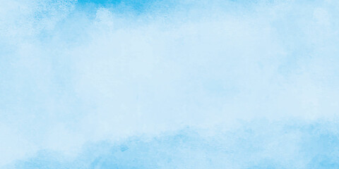 Sky blue shades watercolor background. Aquarelle paint paper textured canvas for design, card template. Turquoise gradient color handmade illustration
