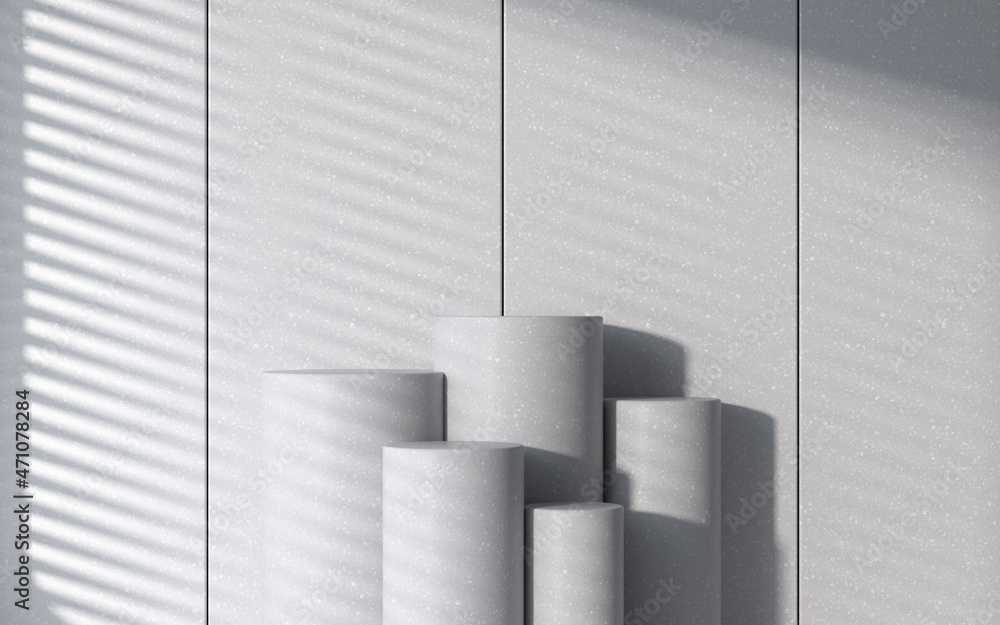 Poster white room and empty stage, 3d rendering.