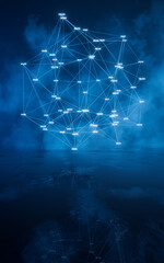 Data lines with mysterious background, 3d rendering.