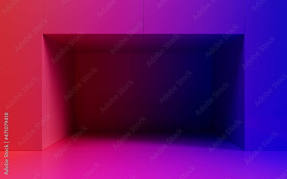 Poster grid lines and empty room, 3d rendering.