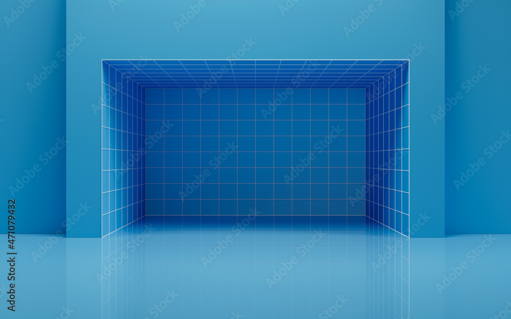 Poster grid lines and empty room, 3d rendering.