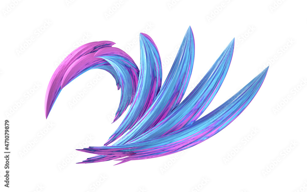 Poster abstract flowing gradient lines, 3d rendering.