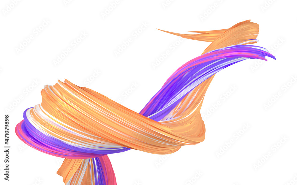 Poster abstract flowing gradient lines, 3d rendering.