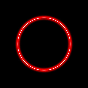 Red neon ring on a black background. 3D rendering