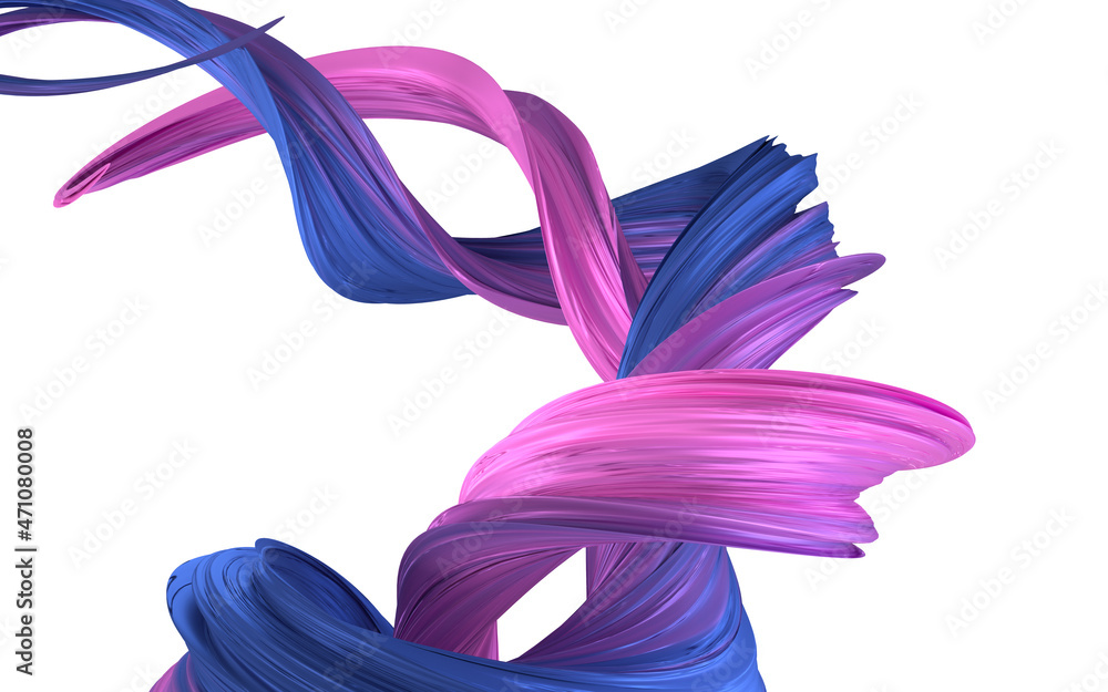 Poster abstract flowing gradient lines, 3d rendering.