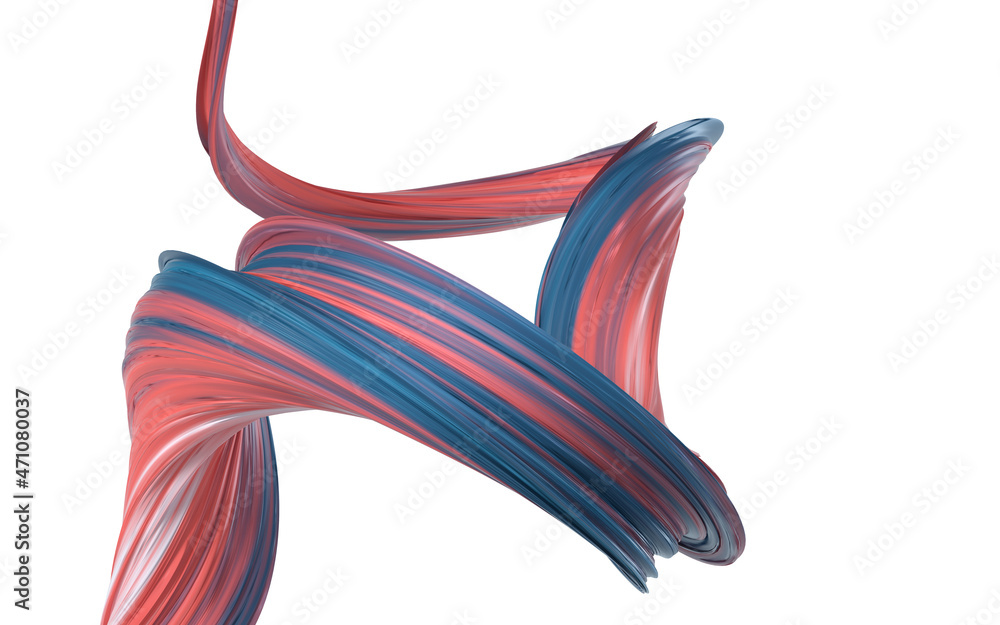 Poster abstract flowing gradient lines, 3d rendering.