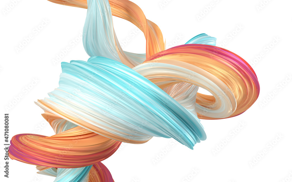 Poster abstract flowing gradient lines, 3d rendering.