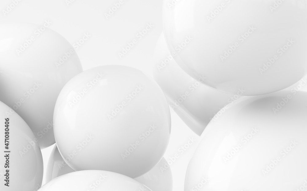 Poster bouncy and abstract balls, 3d rendering.