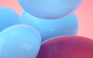Bouncy and abstract balls, 3d rendering.