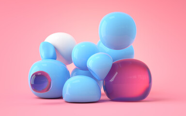 Bouncy and abstract balls, 3d rendering.