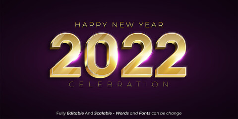 2022 New Year Eve Bash with editable number gold effect on dark background