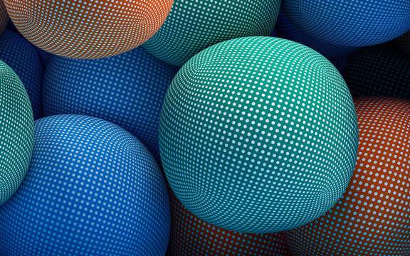Soft balls, geometrical concept, 3d rendering.