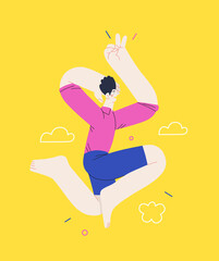 Happiness - happy people jumping in the air cheerfully