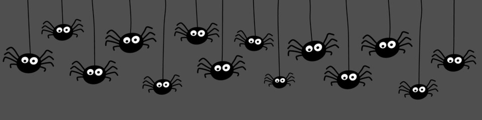 Creepy spiders. Halloween banner concept. Vector