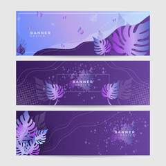 purple banner templates designed for the web and various headlines are available in three different design