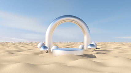 Desert with sky background. 3D illustration, 3D rendering	
