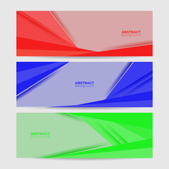 Fototapeta premium Colorful web banner with push button. Collection of horizontal promotion banners with gradient colors and abstract geometric backdrop.Header design. Vibrant coupon template. Vector eps 10